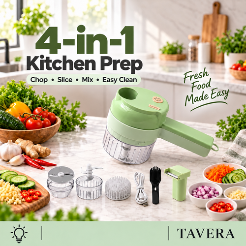 TAVERA 4-in-1 cordless kitchen prep chopper with accessories